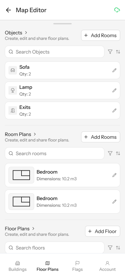 Flag reporting list with exit obstruction and obstacle types